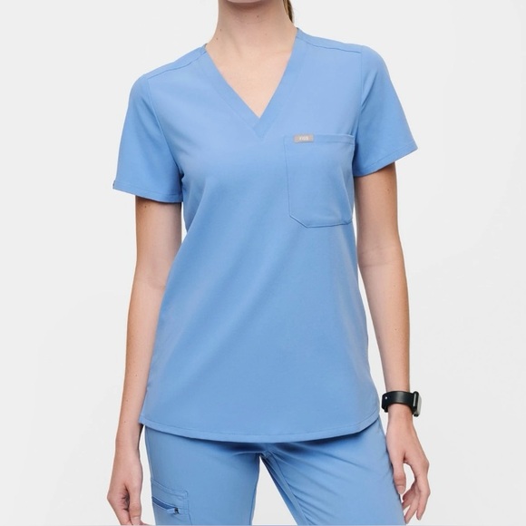 Figs Catarina One Pocket Scrub Top Ceil Blue - Picture 1 of 8